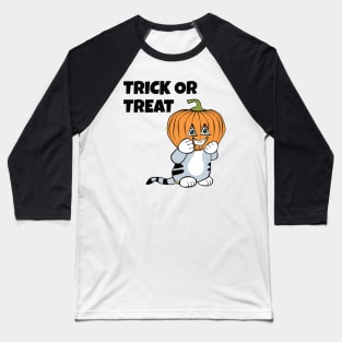 Halloween Cat with Pumpkin on Head Baseball T-Shirt